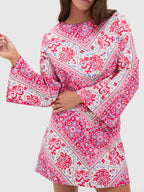 Cerise Chevron Cotton Top And Skirt
