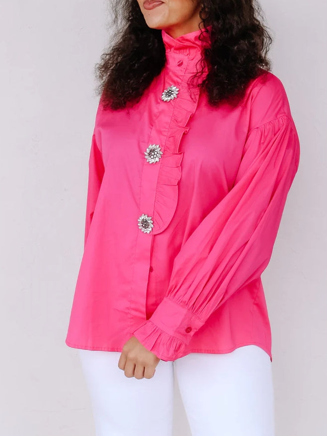 Hot Pink Long Sleeve Blouse