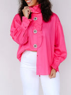 Hot Pink Long Sleeve Blouse
