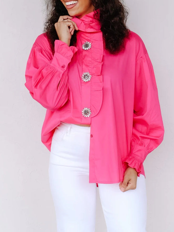 Hot Pink Long Sleeve Blouse