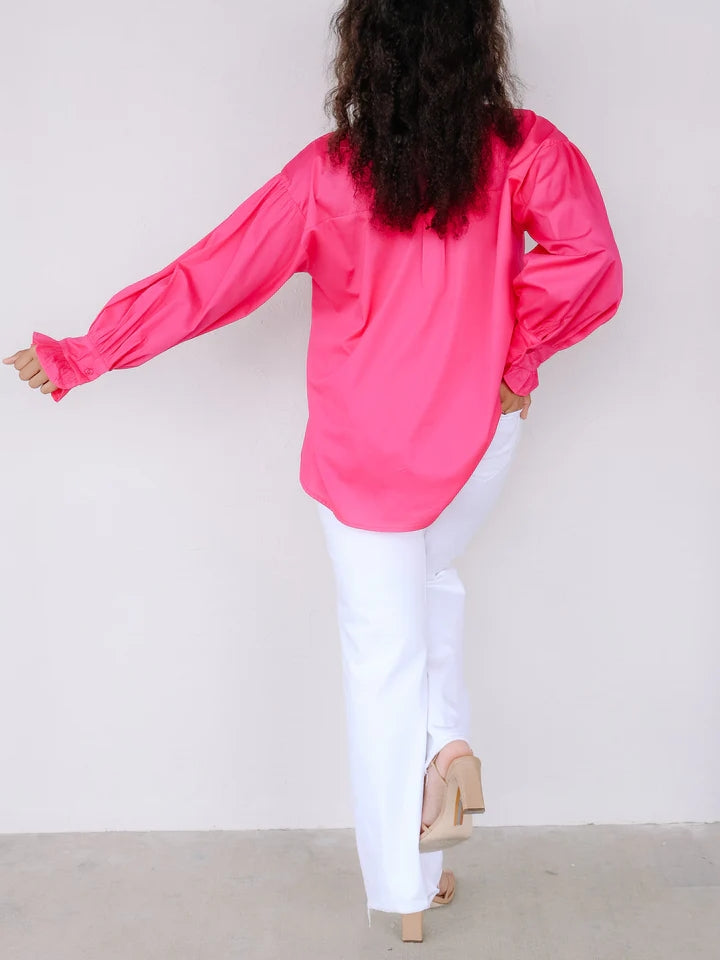 Hot Pink Long Sleeve Blouse