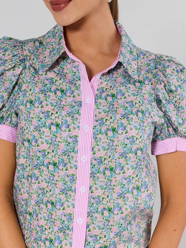 Multi Floral Button Up Top