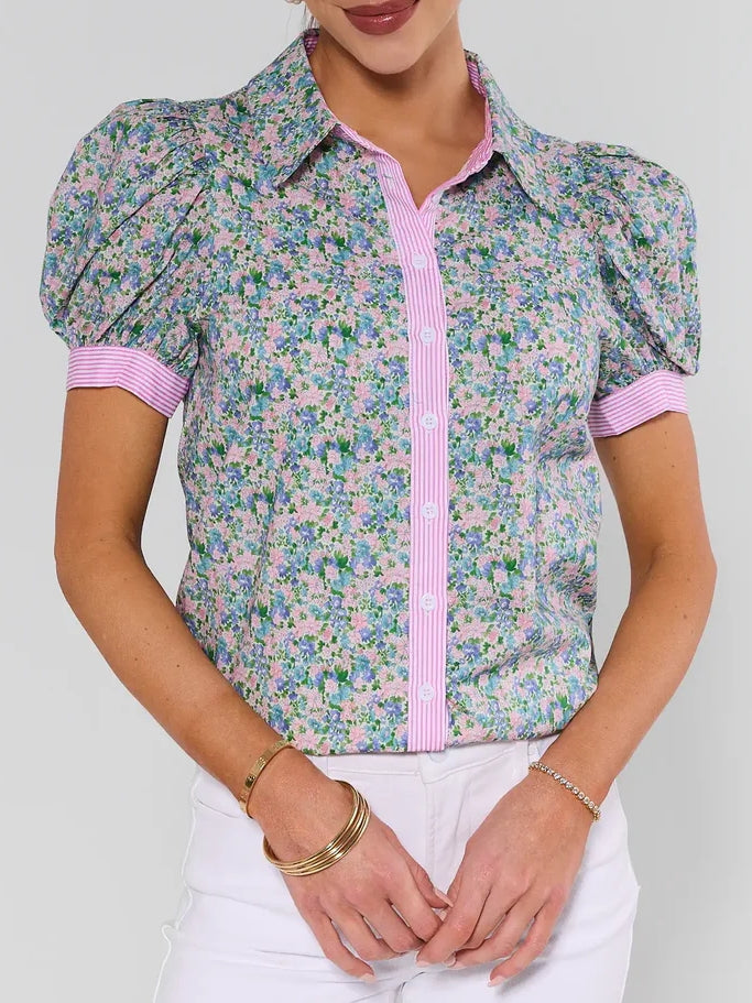 Multi Floral Button Up Top