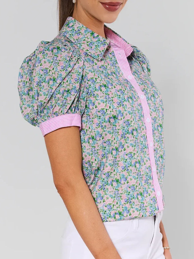 Multi Floral Button Up Top
