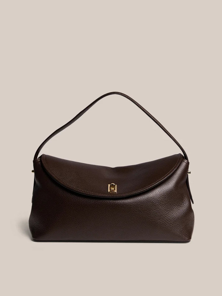 Large Dark Chocolate Leather Top Handle Crossbody