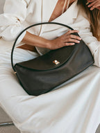Large Dark Chocolate Leather Top Handle Crossbody