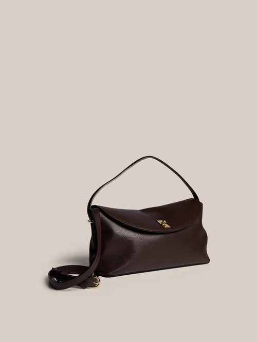 Large Dark Chocolate Leather Top Handle Crossbody