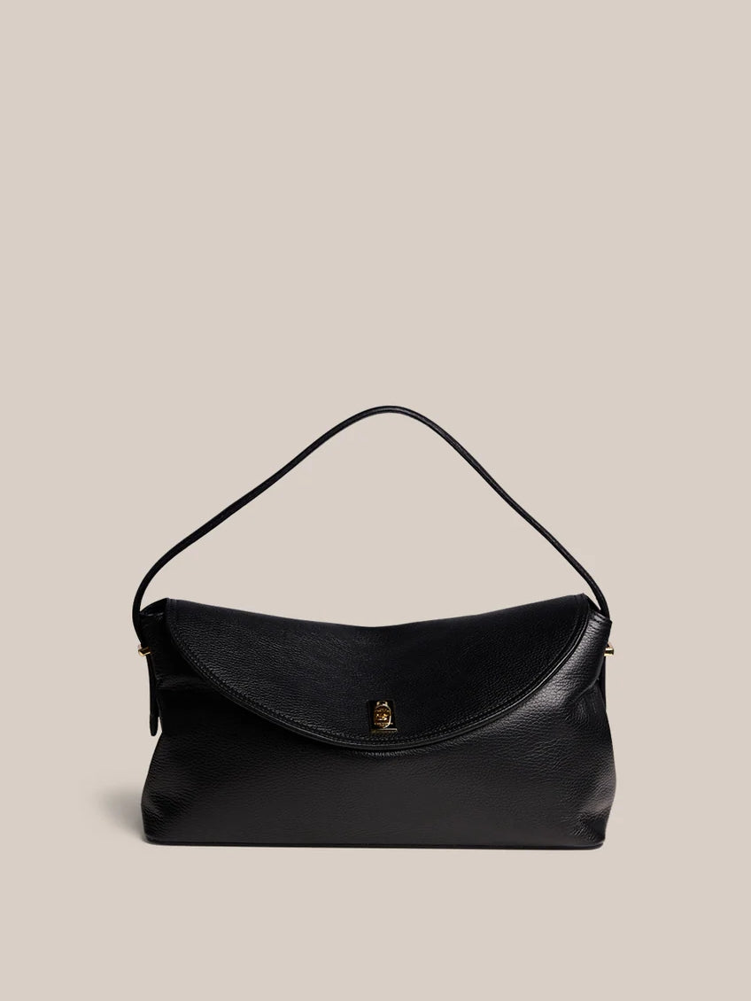 Large Dark Chocolate Leather Top Handle Crossbody