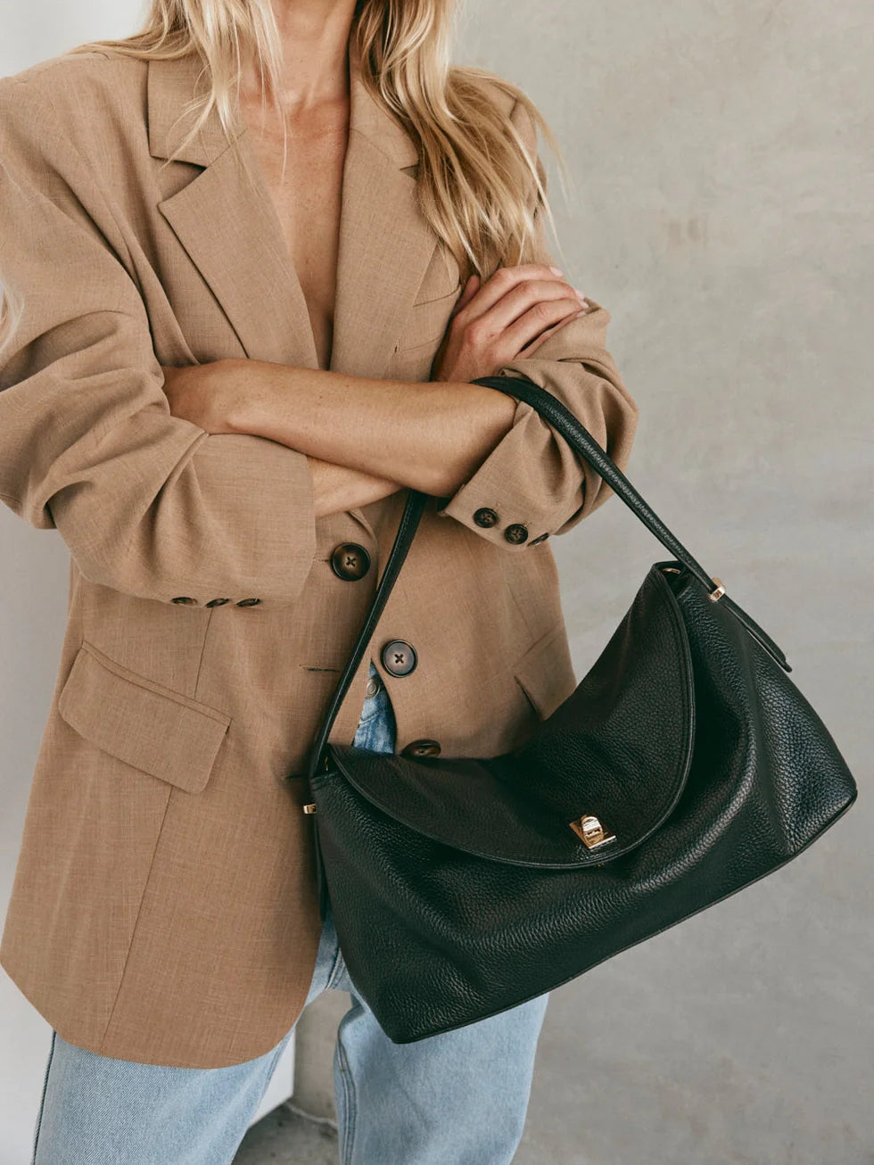 Large Dark Chocolate Leather Top Handle Crossbody