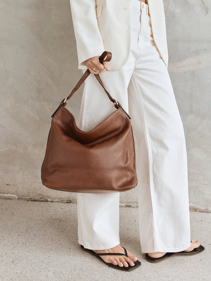 Dark Chocolate Leather Hobo Bag