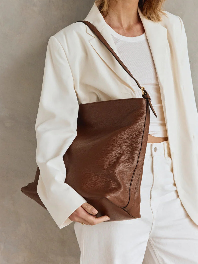 Dark Chocolate Leather Hobo Bag