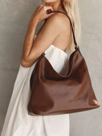 Dark Chocolate Leather Hobo Bag