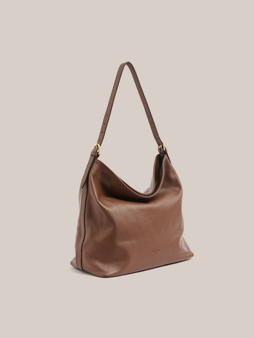 Dark Chocolate Leather Hobo Bag