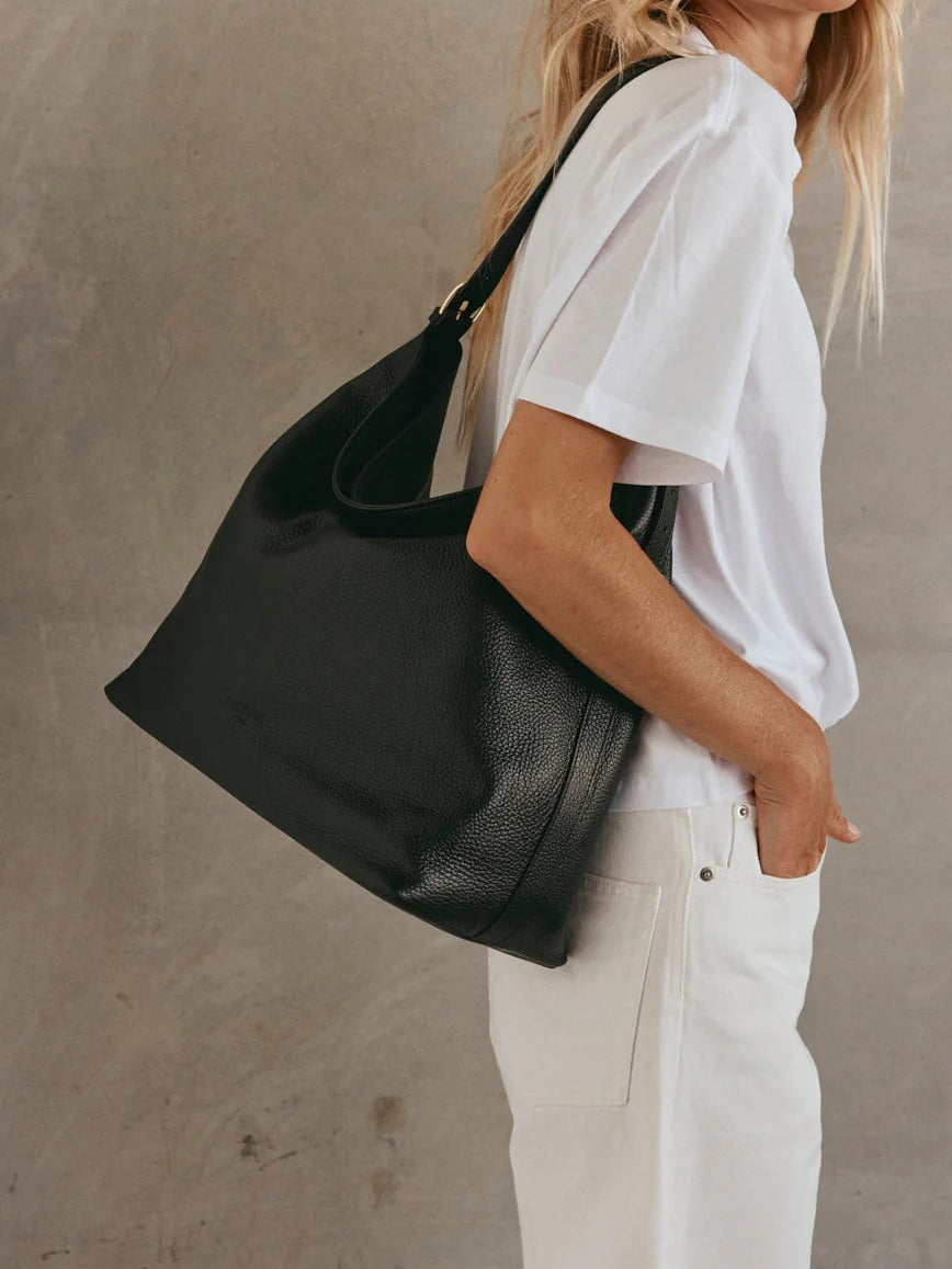 Dark Chocolate Leather Hobo Bag