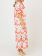 Eyelet Floral Print Maxi Dress