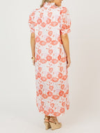 Eyelet Floral Print Maxi Dress