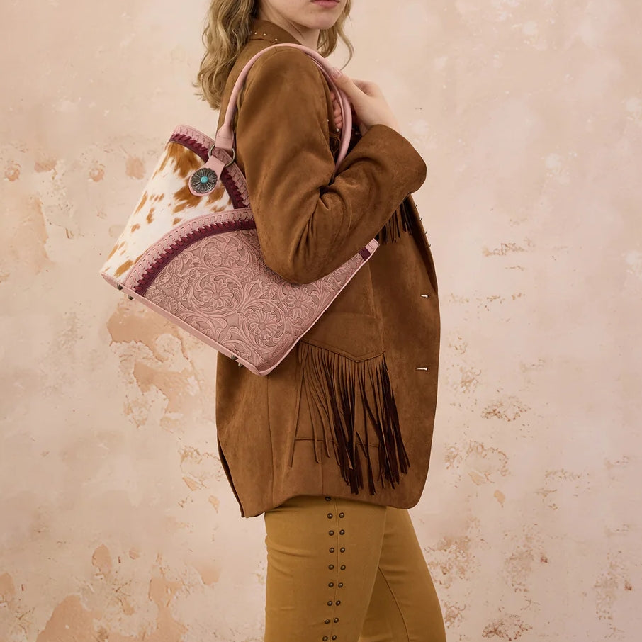 West Tooled & Cowhide Whipstitch Tote
