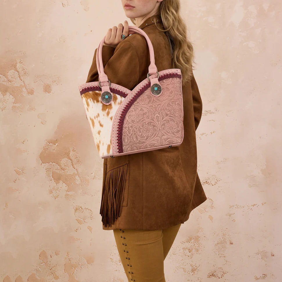 West Tooled & Cowhide Whipstitch Tote