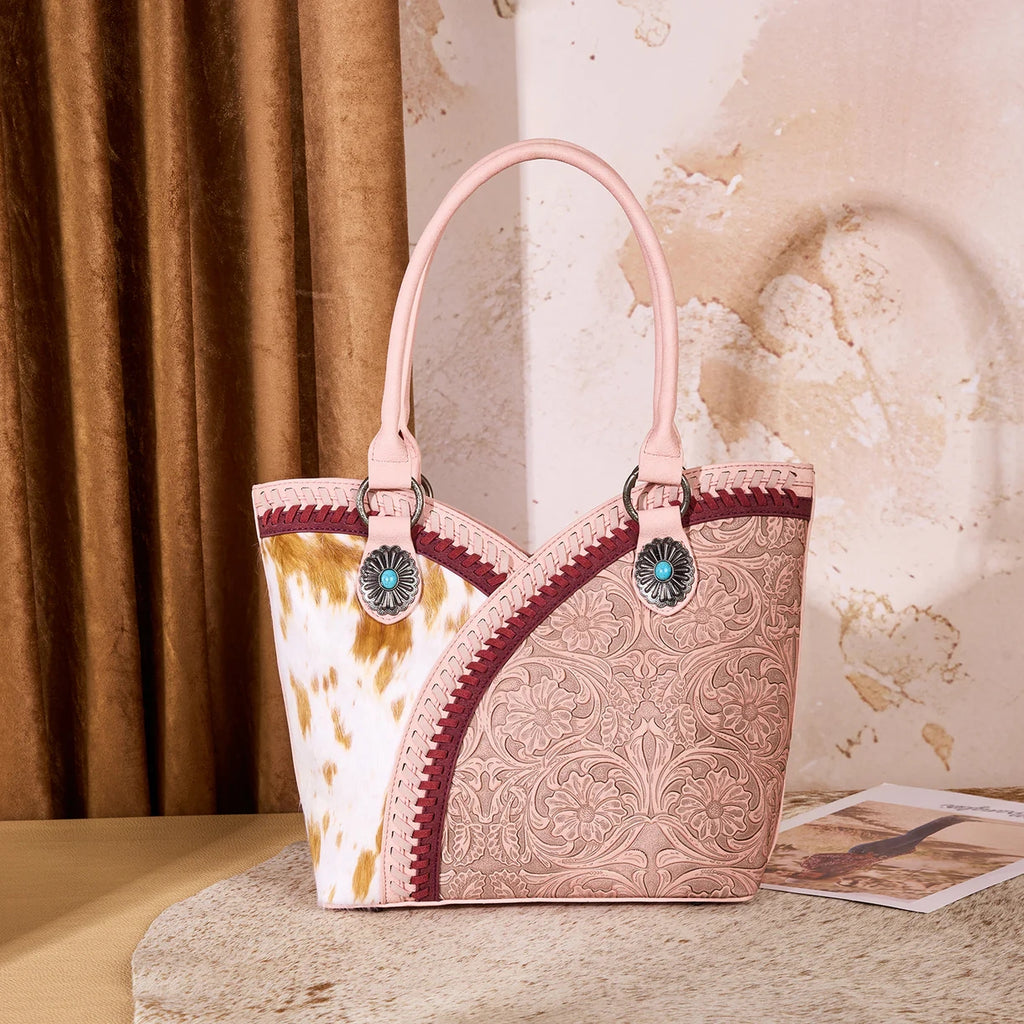 West Tooled & Cowhide Whipstitch Tote