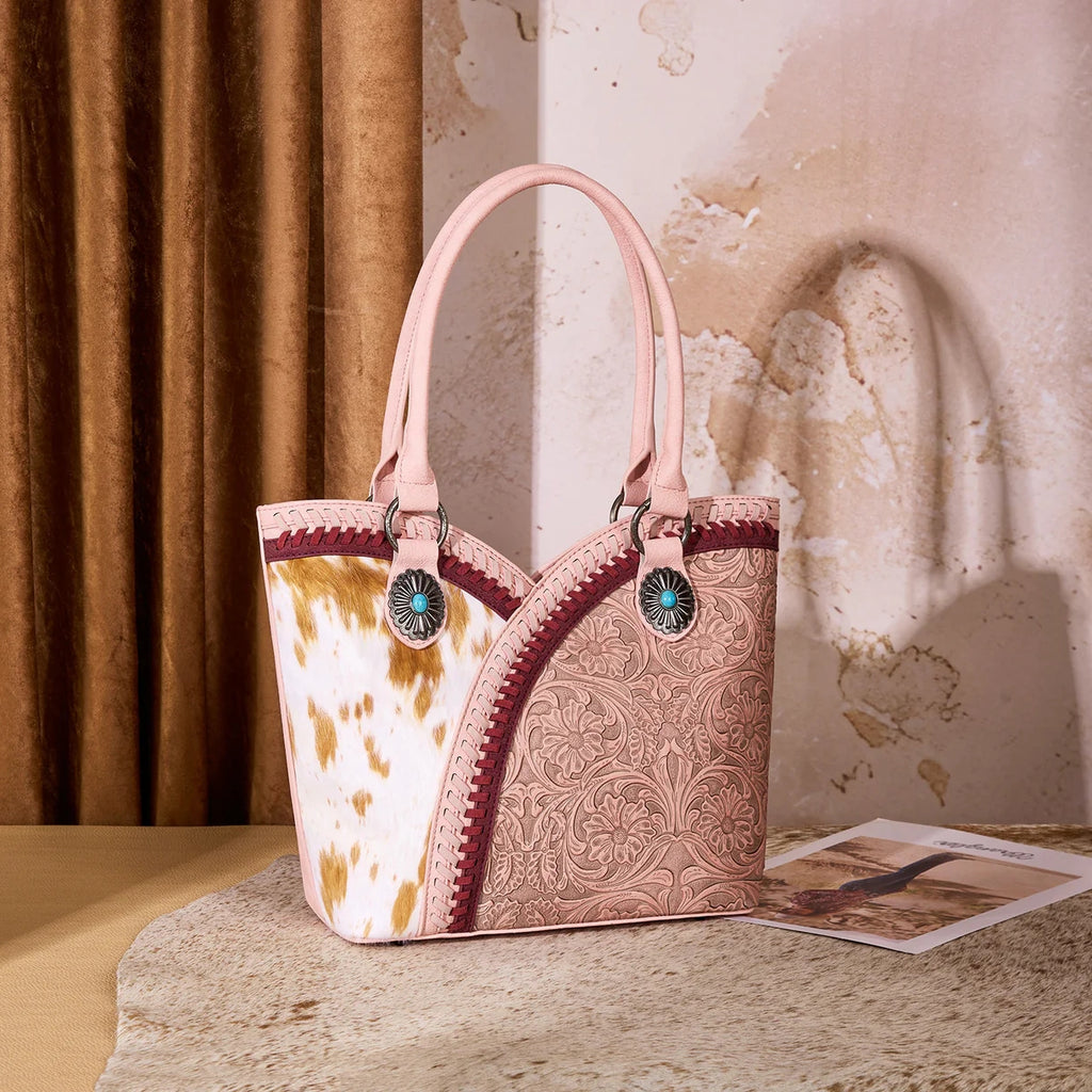 West Tooled & Cowhide Whipstitch Tote