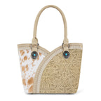 West Tooled & Cowhide Whipstitch Tote