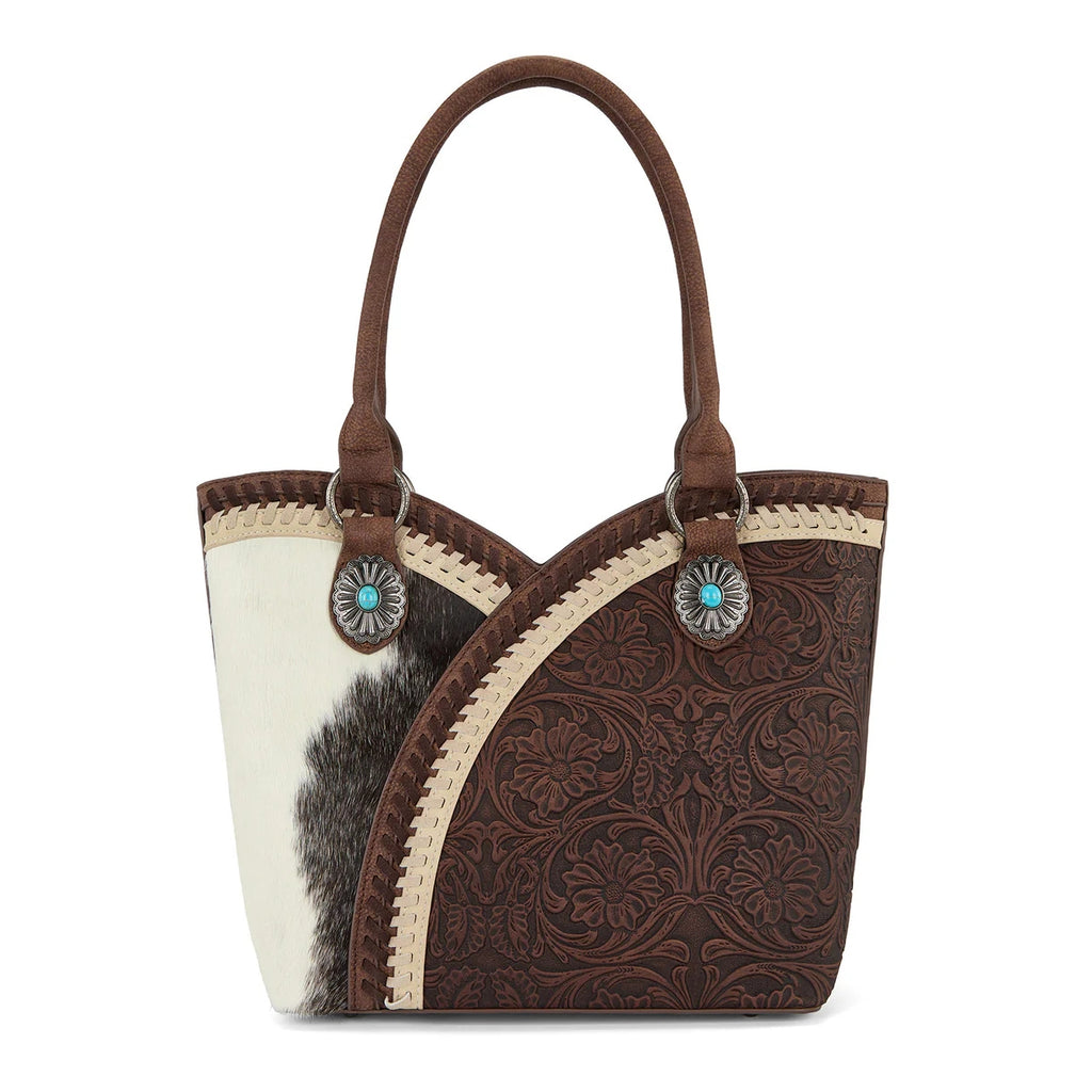West Tooled & Cowhide Whipstitch Tote