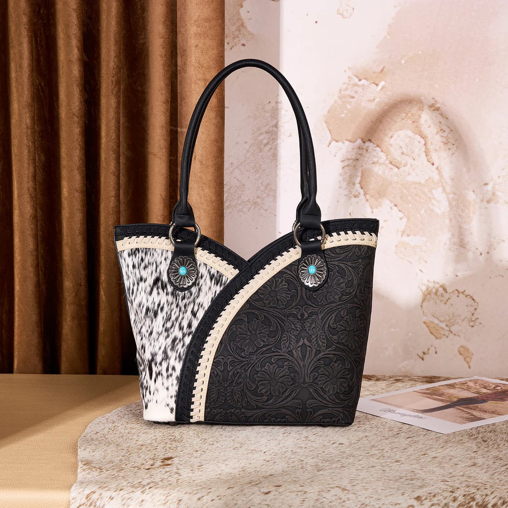 West Tooled & Cowhide Whipstitch Tote