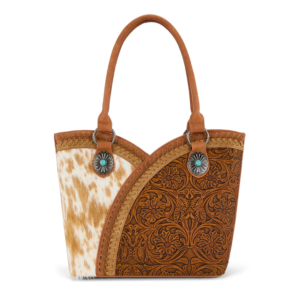 West Tooled & Cowhide Whipstitch Tote