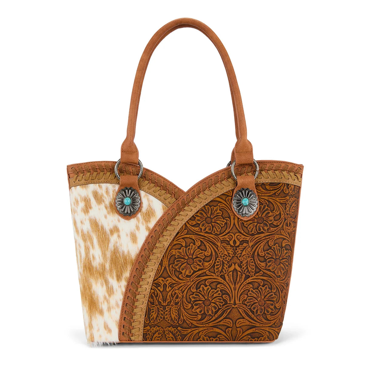 West Tooled & Cowhide Whipstitch Tote