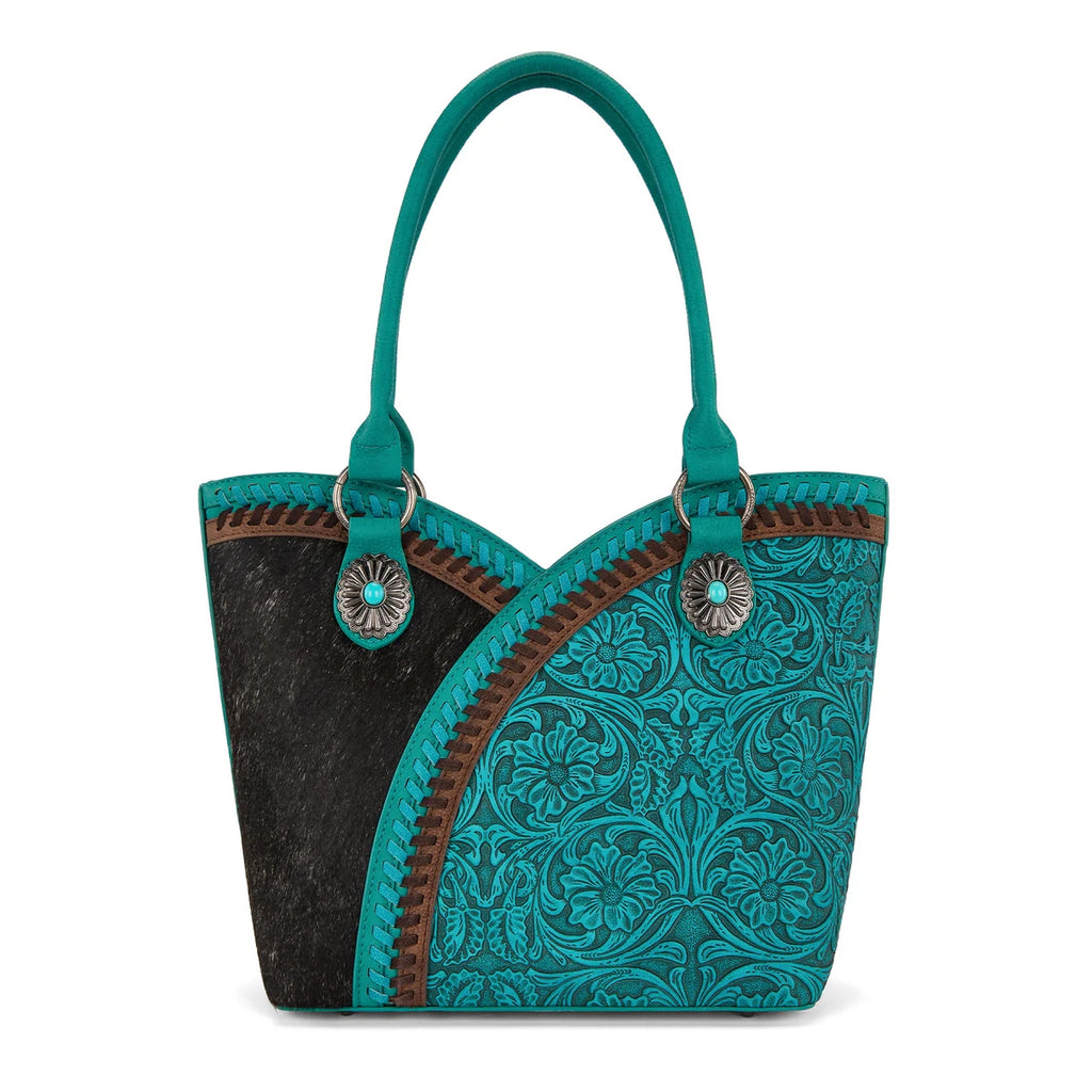 West Tooled & Cowhide Whipstitch Tote