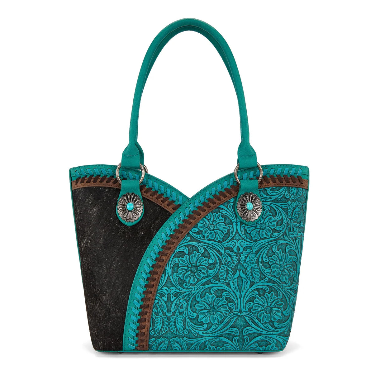 West Tooled & Cowhide Whipstitch Tote