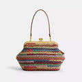Kiss Lock Frame Large Weave Straw Clutch