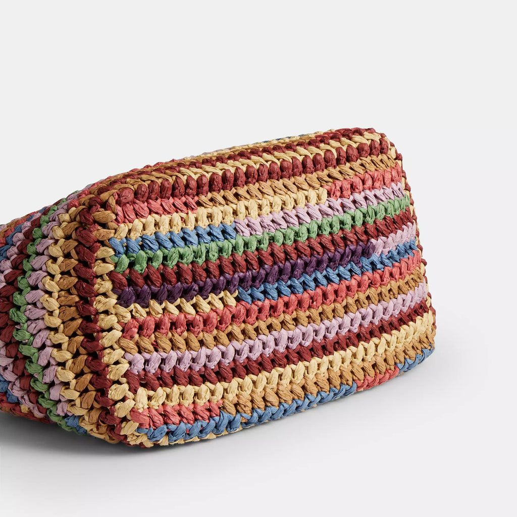 Kiss Lock Frame Large Weave Straw Clutch