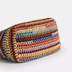 Kiss Lock Frame Large Weave Straw Clutch