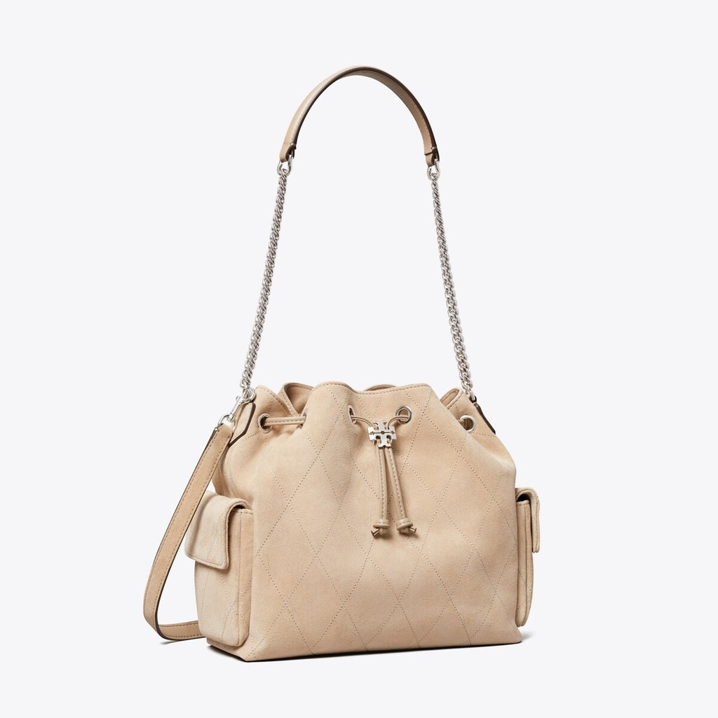 SUEDE DRAWSTRING SHOULDER BAG