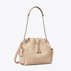 SUEDE DRAWSTRING SHOULDER BAG