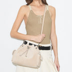 SUEDE DRAWSTRING SHOULDER BAG