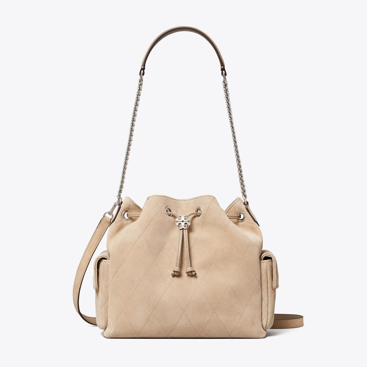 SUEDE DRAWSTRING SHOULDER BAG