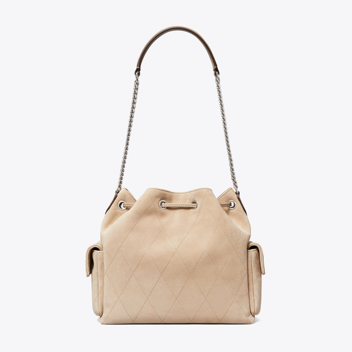 SUEDE DRAWSTRING SHOULDER BAG