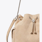 SUEDE DRAWSTRING SHOULDER BAG