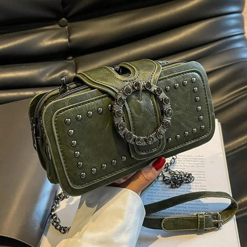 Rivet Decorated Crossbody Bag
