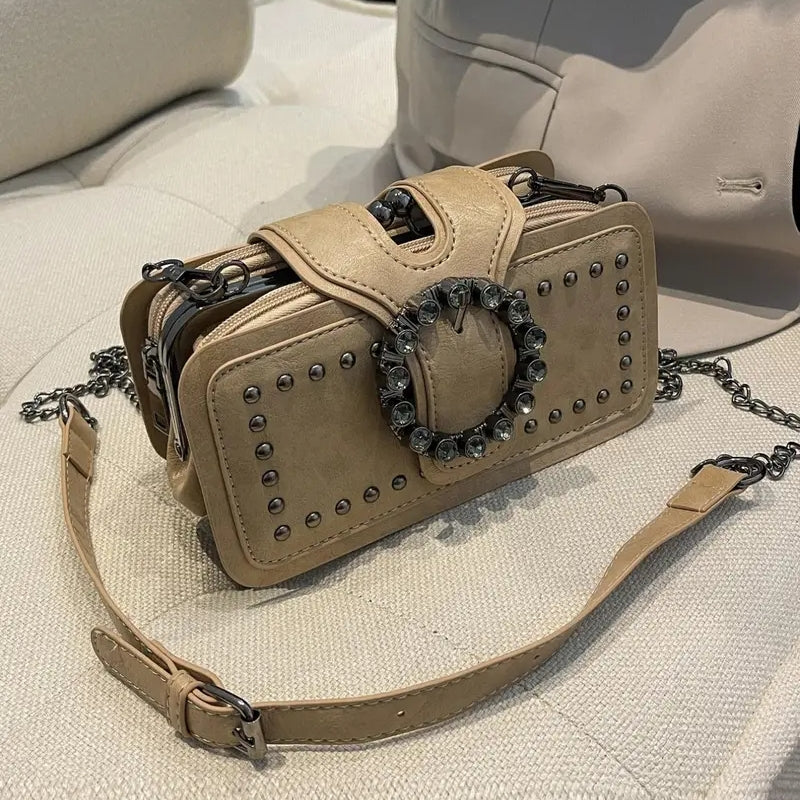 Rivet Decorated Crossbody Bag