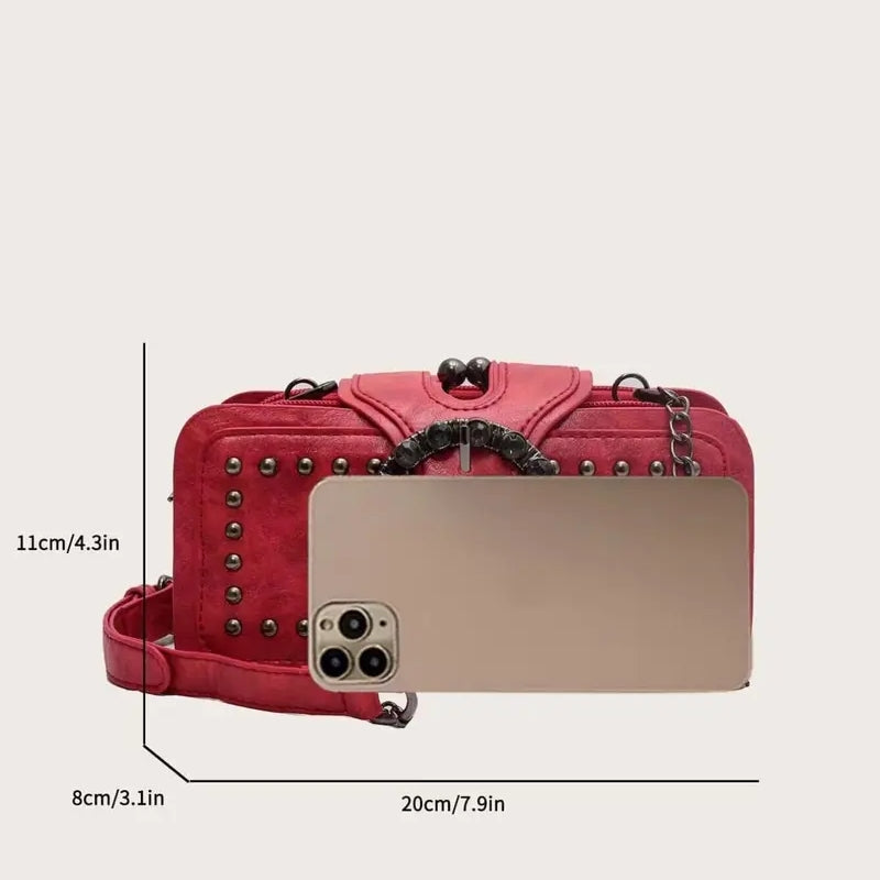 Rivet Decorated Crossbody Bag