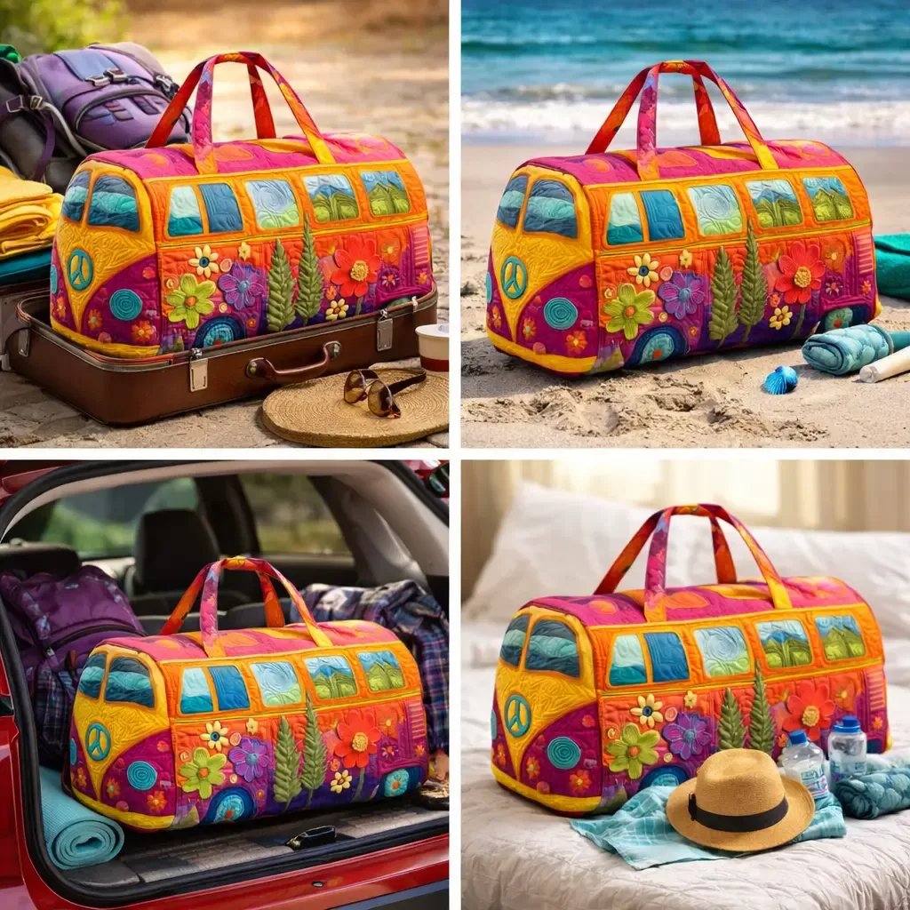Unisex Boho Quilted Weekender Travel Bag