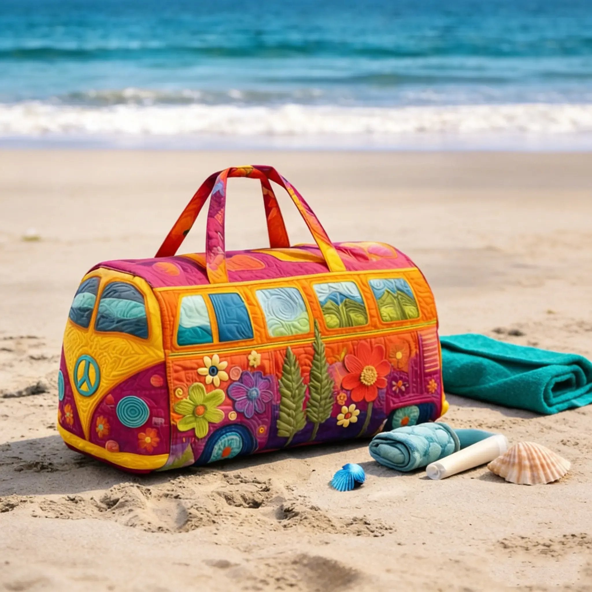 Unisex Boho Quilted Weekender Travel Bag
