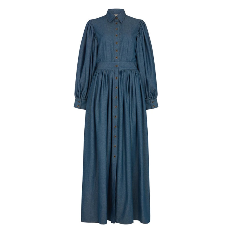 BACKLESS GATHERED SHIRT DRESS