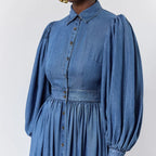 BACKLESS GATHERED SHIRT DRESS