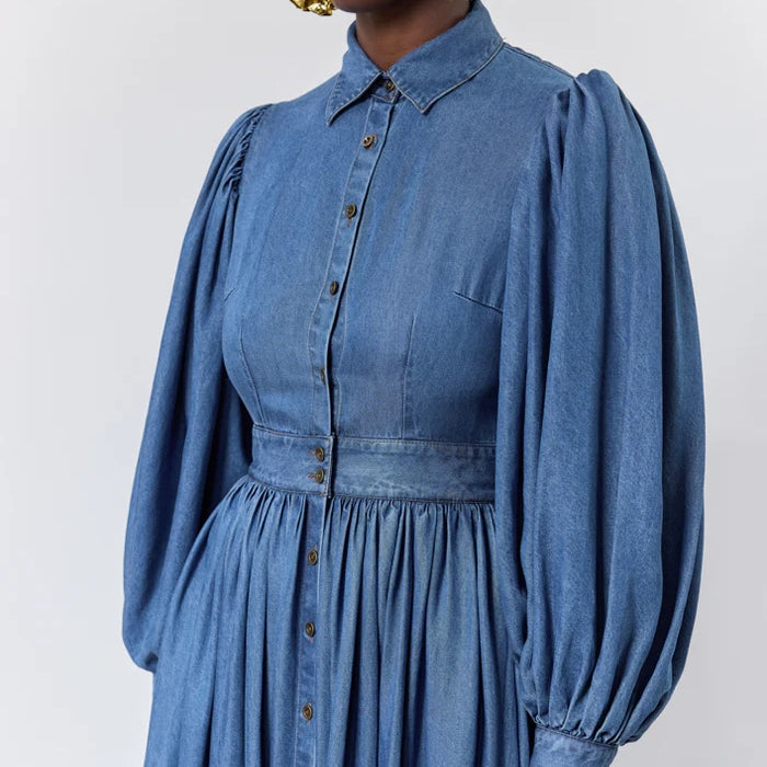 BACKLESS GATHERED SHIRT DRESS