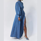 BACKLESS GATHERED SHIRT DRESS