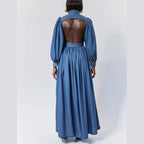 BACKLESS GATHERED SHIRT DRESS